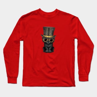 Cute Steampunk Black Cat Long Sleeve T-Shirt